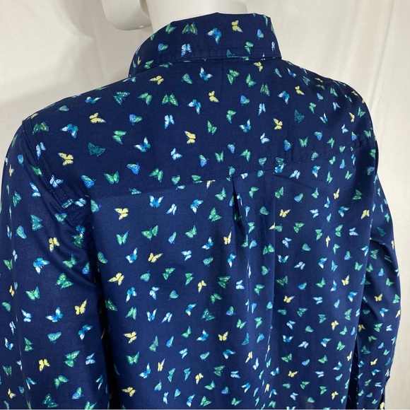 St. John’s Bay Tiny Butterfly Print Long Sleeve Button Down - Picture 4 of 6